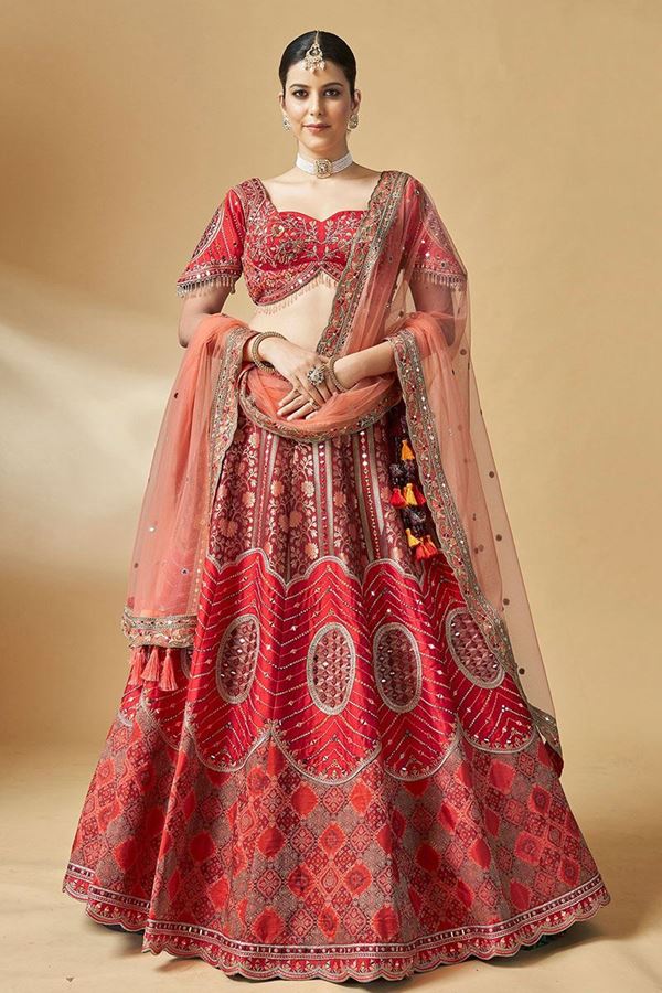 Picture of Ethnic Red and Maroon Designer Bridal Lehenga Choli for Wedding 