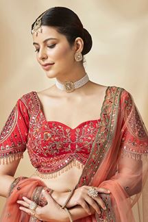 Picture of Ethnic Red and Maroon Designer Bridal Lehenga Choli for Wedding 