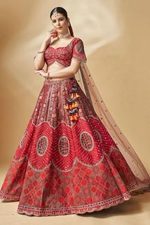 Picture of Ethnic Red and Maroon Designer Bridal Lehenga Choli for Wedding 