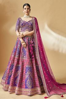 Picture of Breathtaking Pink and Purple Designer Bridal Lehenga Choli for Wedding and Reception