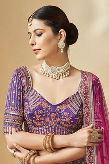 Picture of Breathtaking Pink and Purple Designer Bridal Lehenga Choli for Wedding and Reception