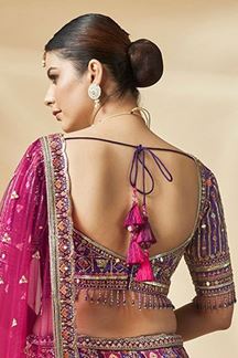 Picture of Breathtaking Pink and Purple Designer Bridal Lehenga Choli for Wedding and Reception