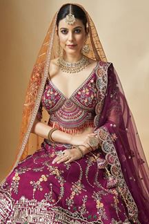 Picture of Captivating Purple Designer Bridal Lehenga Choli for Wedding and Reception