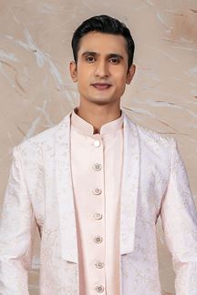 Picture of Amazing Peach Designer Indo-Western Sherwani Set for Engagement and Reception