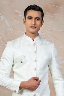 Picture of Marvelous Cream Designer Sherwani Set for Engagement and Wedding