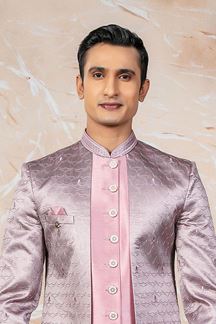 Picture of Majestic Lavender Pink Designer Short Sherwani Set for Engagement and Reception