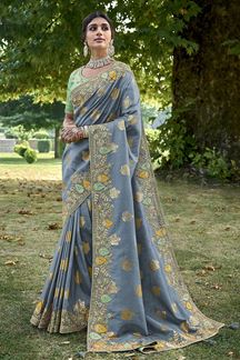 Picture of Fascinating Pure Silk Designer Saree for Wedding, Engagement and Reception