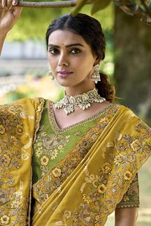 Picture of Outstanding Pure Silk Designer Saree for Wedding and Engagement 