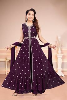 Picture of Trendy Wine Designer Palazzo Suit for Festivals and Party