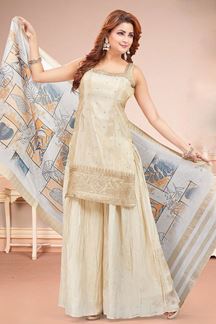 Picture of Charming Cream Designer Palazzo Suit for Festivals, and Wedding 