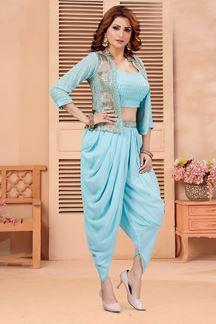 Picture of Glamorous Sky Blue Designer Patiala Style Suit for Festivals and Party