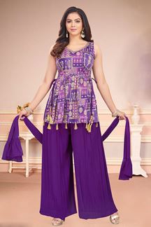 Picture of Enticing Purple Designer Palazzo Suit for Sangeet, Festivals and Party