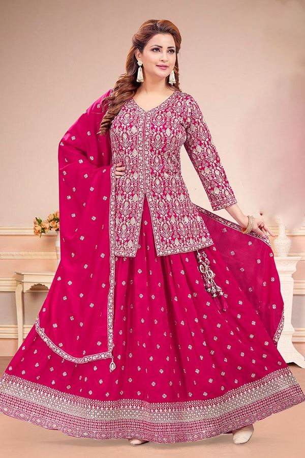 Picture of Ethnic Rani Designer Wedding Lehenga Choli for Wedding and Reception