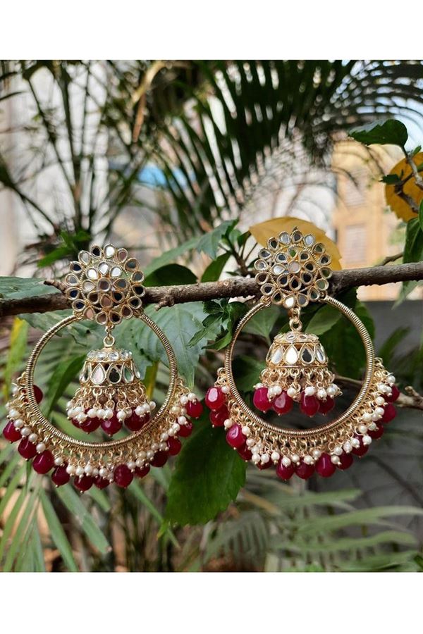 Picture of Irresistible Rani Pink Designer Earring Set for a Wedding, Reception, Party, and Sangeet