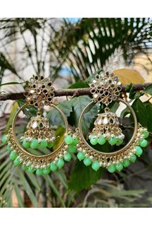 Picture of Glorious Light Green Designer Earring Set for Engagement and Reception