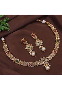 Picture of Gorgeous White Designer Choker Necklace Set for a Party and Sangeet