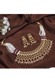 Picture of Mesmerizing Gold Designer Choker Necklace Set for a Wedding, Reception, and Festival