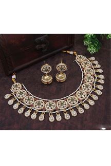 Picture of Smashing White Designer Choker Necklace Set for a Party and Festival
