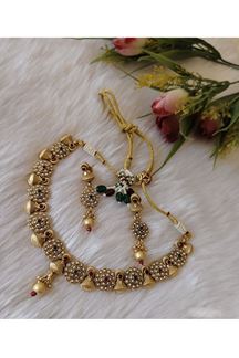 Picture of Magnificent Gold Designer Choker Necklace Set for a Wedding, Reception, and Festivals