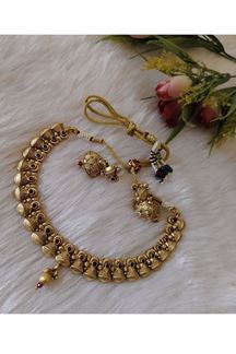 Picture of Irresistible Gold Designer Choker Necklace Set for a Wedding, Reception, and Festivals