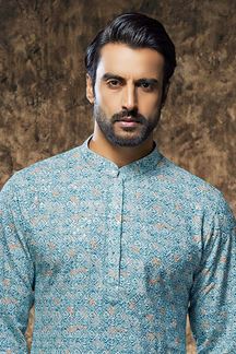 Picture of Magnificent Sky Blue Designer Kurta and Pant Set for Festivals and Sangeet