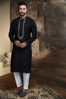 Picture of Majestic Black Designer Kurta and Pant Set for Festivals and Sangeet