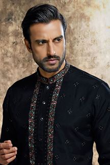 Picture of Majestic Black Designer Kurta and Pant Set for Festivals and Sangeet