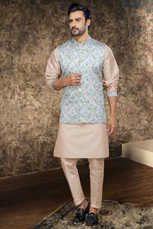 Picture of Attractive Cream Designer Mens Kurta Set for Engagement and Reception
