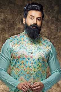 Picture of Charismatic Blue Designer Mens Kurta Set for Engagement, and Sangeet