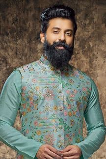 Picture of Stylish Blue Designer Mens Kurta Set for Engagement and Sangeet