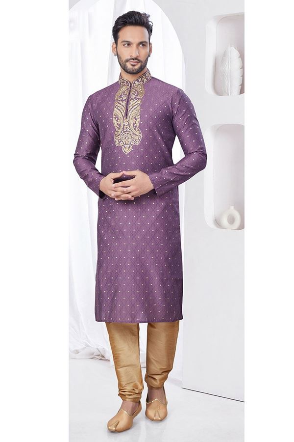 Picture of Attractive Wine Designer Kurta and Churidar Set for Engagement, Reception, Wedding