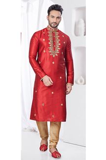 Picture of Charismatic Maroon Designer Kurta and Churidar Set for Festivals and Wedding
