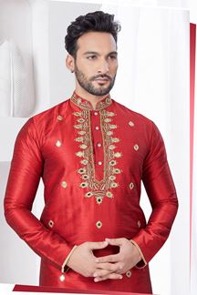 Picture of Charismatic Maroon Designer Kurta and Churidar Set for Festivals and Wedding