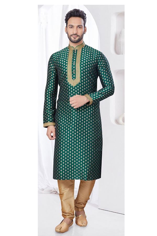 Picture of Spectacular Green Designer Kurta and Churidar Set for Festivals, Wedding