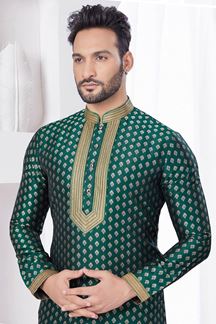 Picture of Spectacular Green Designer Kurta and Churidar Set for Festivals, Wedding