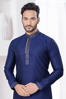 Picture of Royal Navy Blue Designer Kurta and Churidar Set for Festivals, Wedding, Engagement