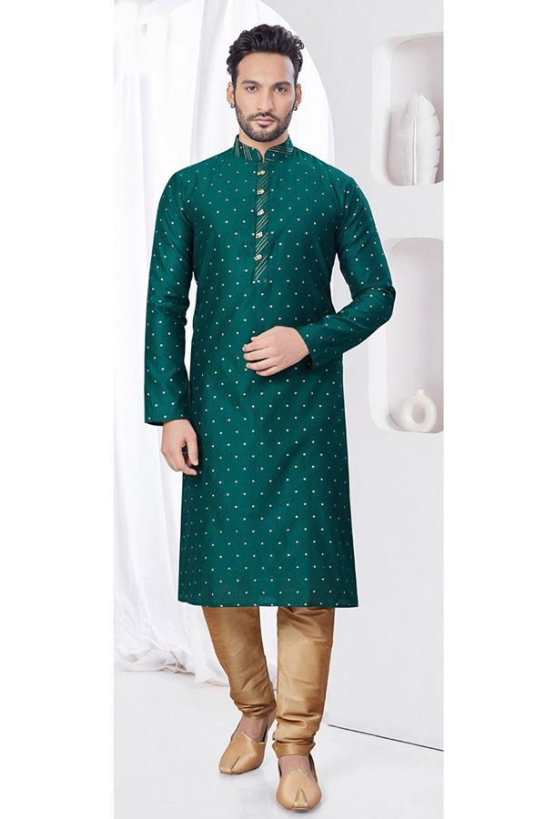 Picture of Vibrant Green Designer Kurta and Churidar Set for Festivals, Weddings