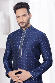 Picture of Amazing Navy Blue Designer Kurta and Churidar Set for Festivals, Weddings