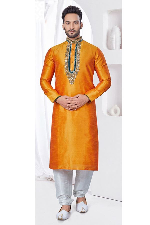 Picture of Awesome Mango Designer Kurta and Churidar Set for Haldi, Festivals