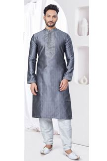 Picture of Delightful Grey Designer Kurta and Churidar Set for Party and Sangeet