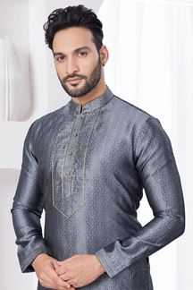 Picture of Delightful Grey Designer Kurta and Churidar Set for Party and Sangeet