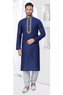Picture of Aesthetic Navy Blue Designer Kurta and Churidar Set for Wedding and Reception