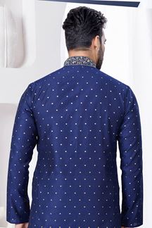 Picture of Aesthetic Navy Blue Designer Kurta and Churidar Set for Wedding and Reception