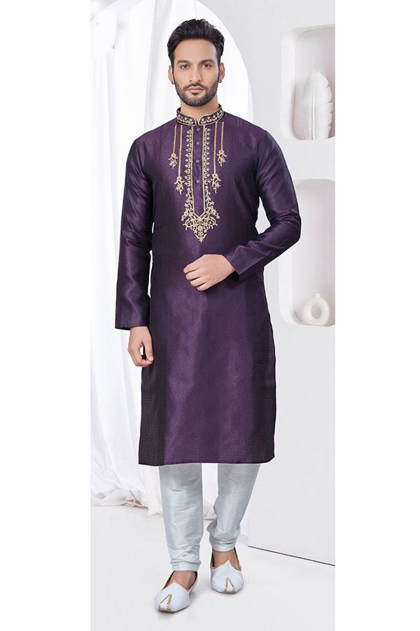 Picture of Exquisite Wine Designer Kurta and Churidar Set for Wedding, Sangeet, and Festivals