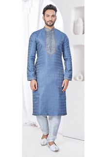 Picture of Classy Bluish Grey Designer Kurta and Churidar Set for Party and Festivals