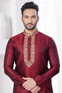 Picture of Majestic Maroon Designer Kurta and Churidar Set for Wedding and Engagement