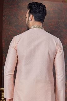 Picture of Fashionable Peach Designer Kurta and Churidar Set for Wedding and Engagement