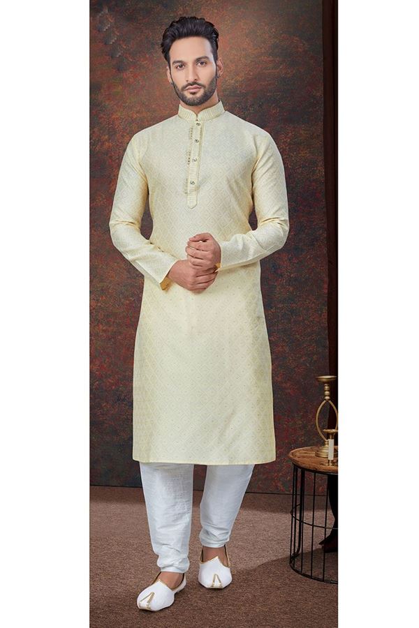 Picture of Magnificent Gold Designer Kurta and Churidar Set for Wedding and Engagement