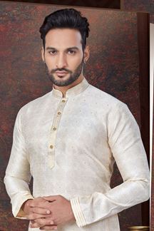 Picture of Elegant Cream Designer Kurta and Churidar Set for Wedding and Festivals