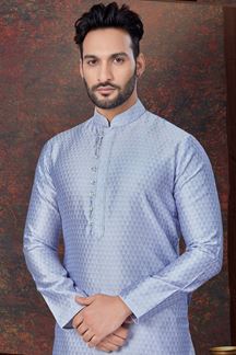 Picture of Dashing Light Bluish Designer Kurta and Churidar Set for Party and Festivals